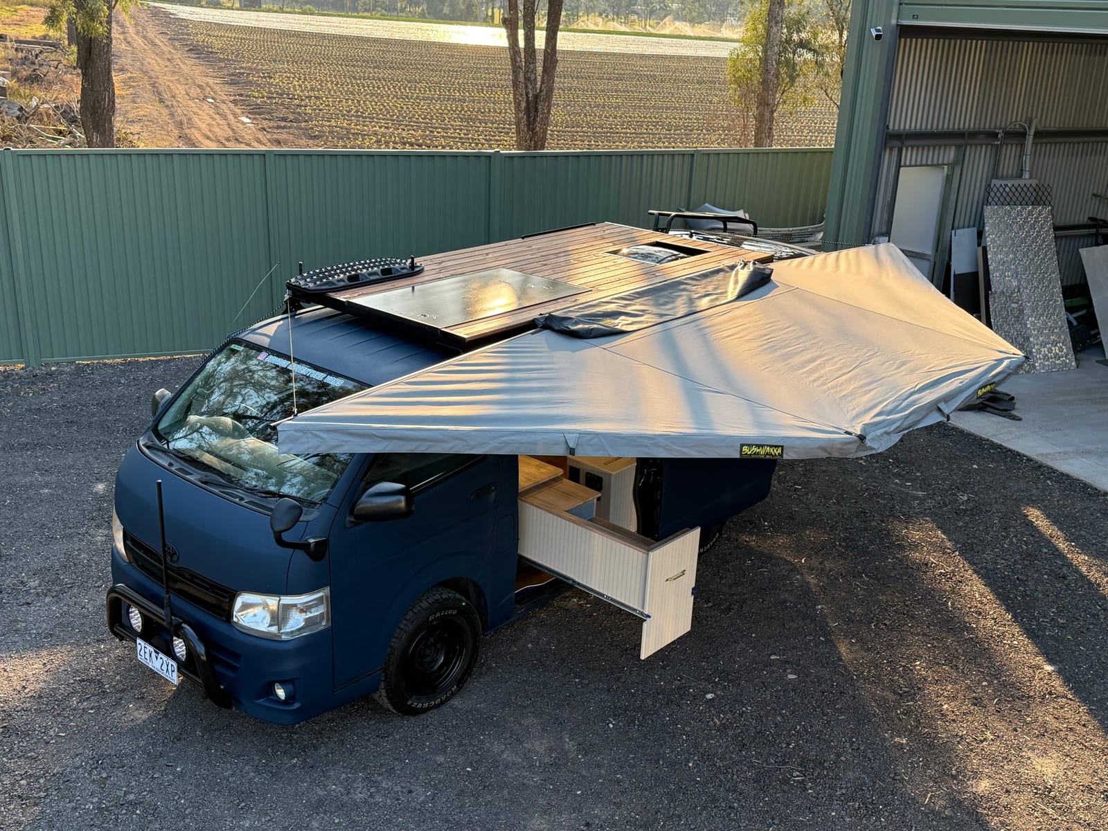 Navy 4&times;4 Hiace &mdash; Roof rack panels going on
