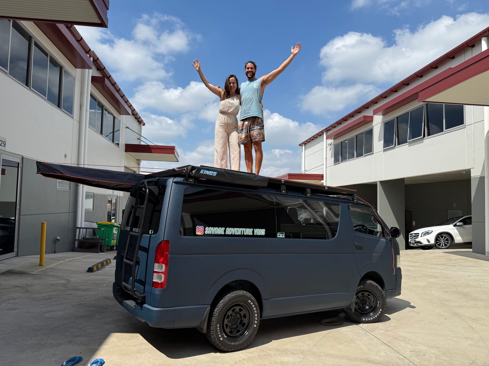 Slate Blue Hiace — Up on the roof rack