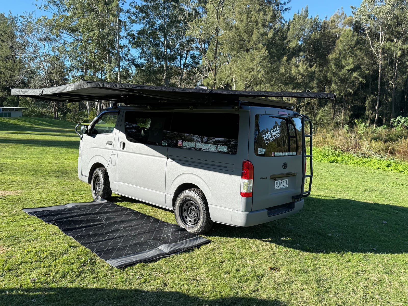 Teal Galley Hiace &mdash; Awning out over the side