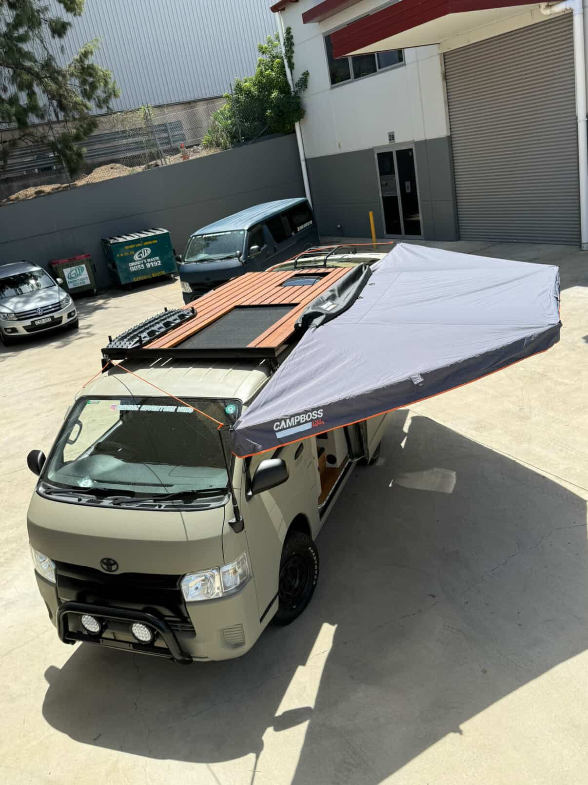 Full-length awning fitted